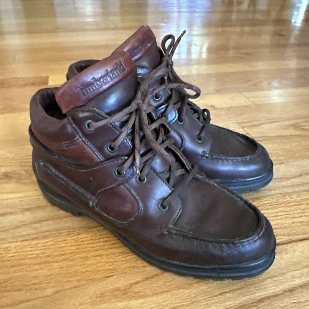 Timberland Vintage Sz 8 Brown Leather Chukka Boots Gore Tex Moccasin Hiking- BP
